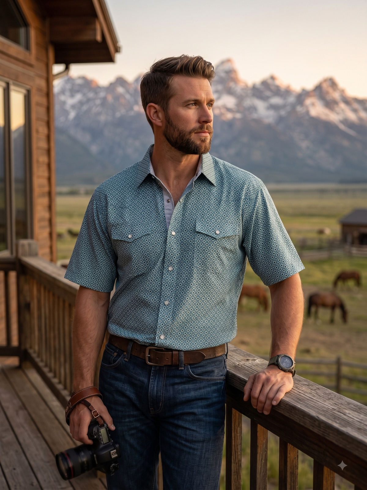 Men's Short Sleeve Western Snap Shirt | Style MF-2611
