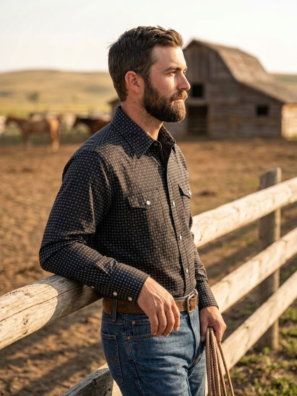 Men's Western Snap Shirt with Stretch | Style MF-26803