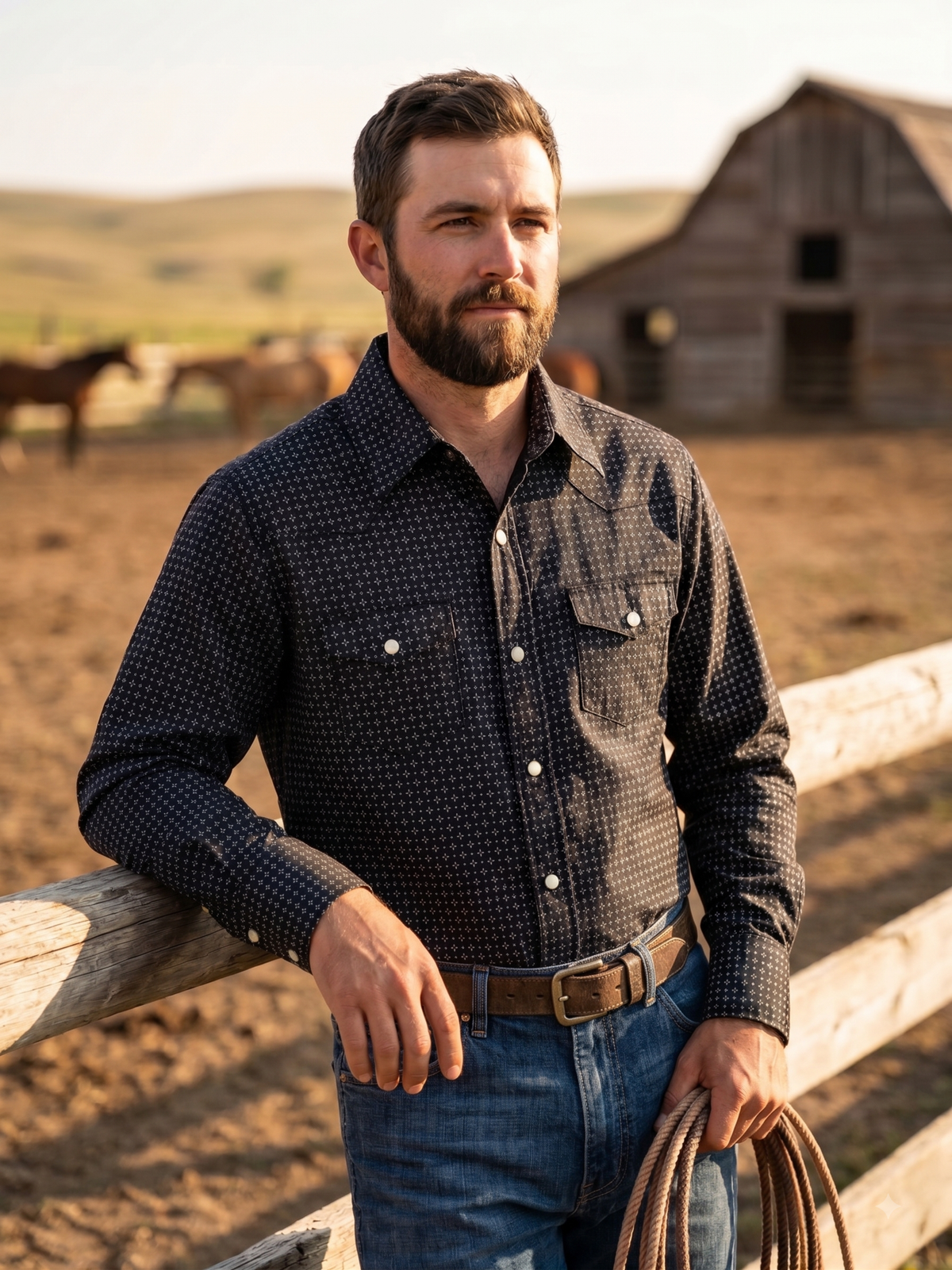 Men's Western Snap Shirt with Stretch | Style MF-26803