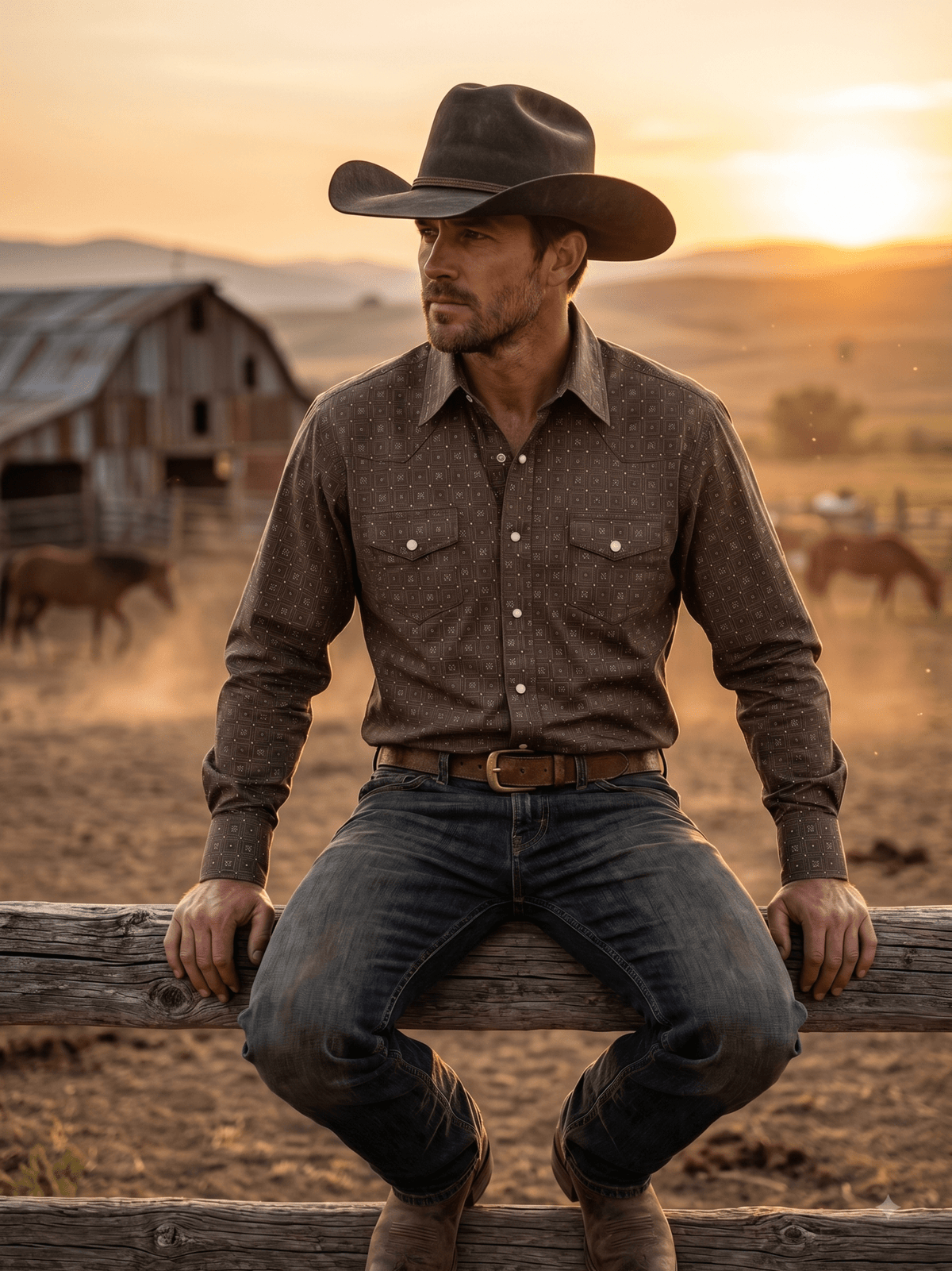 Men's Western Snap Shirt with Stretch | Style MF-3034