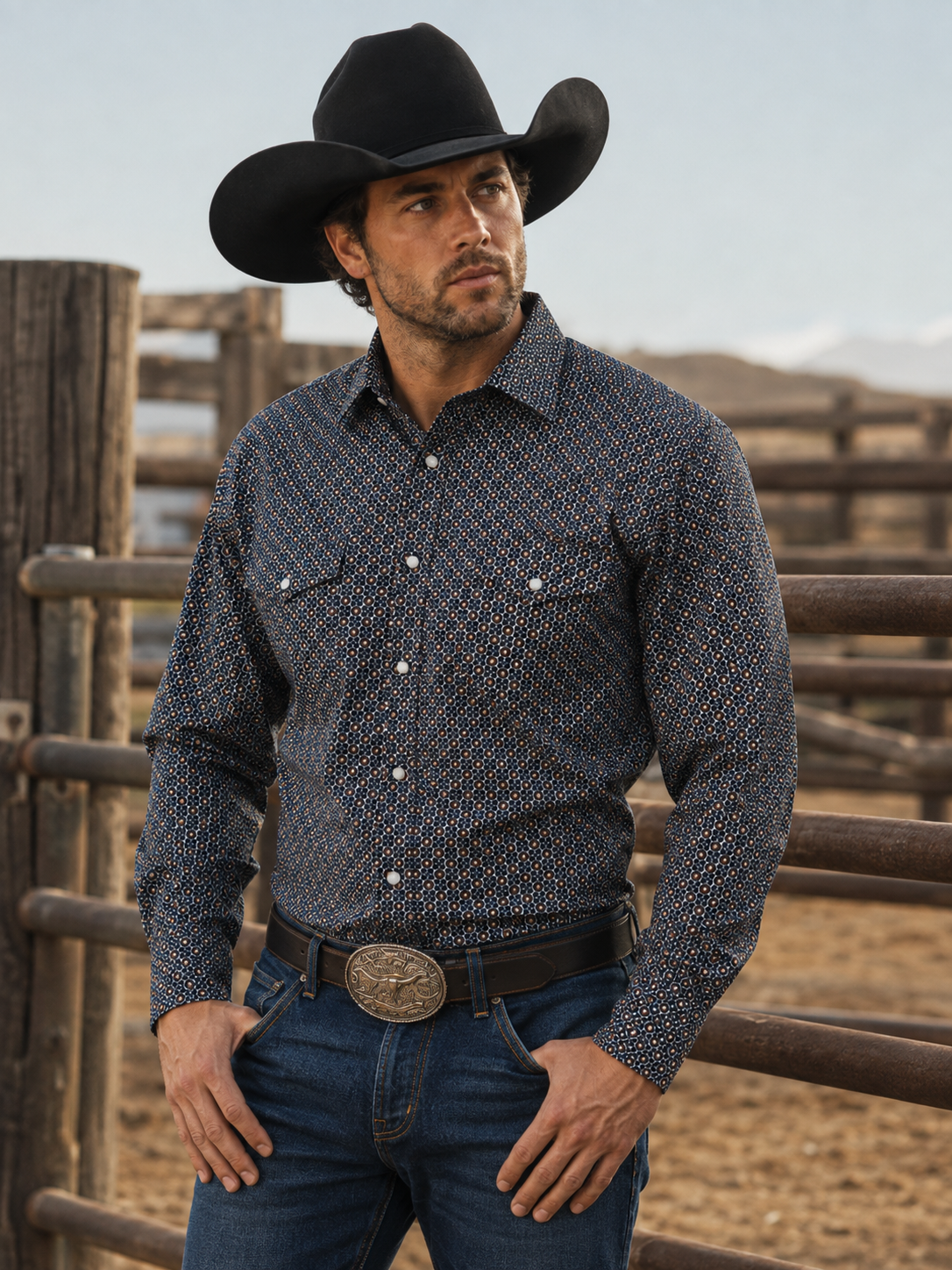 Men's Western Snap Shirt with Stretch | Style ML-2607