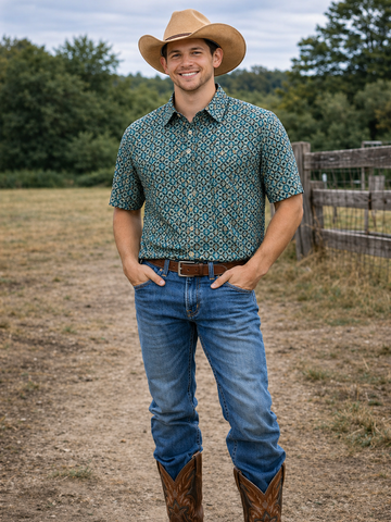 Men's Western Knit Polo with Snaps.MP-202