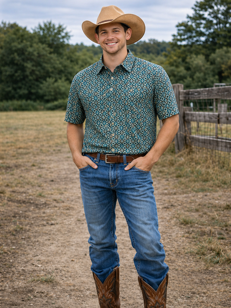 Men's Western Knit Polo with Snaps.MP-202