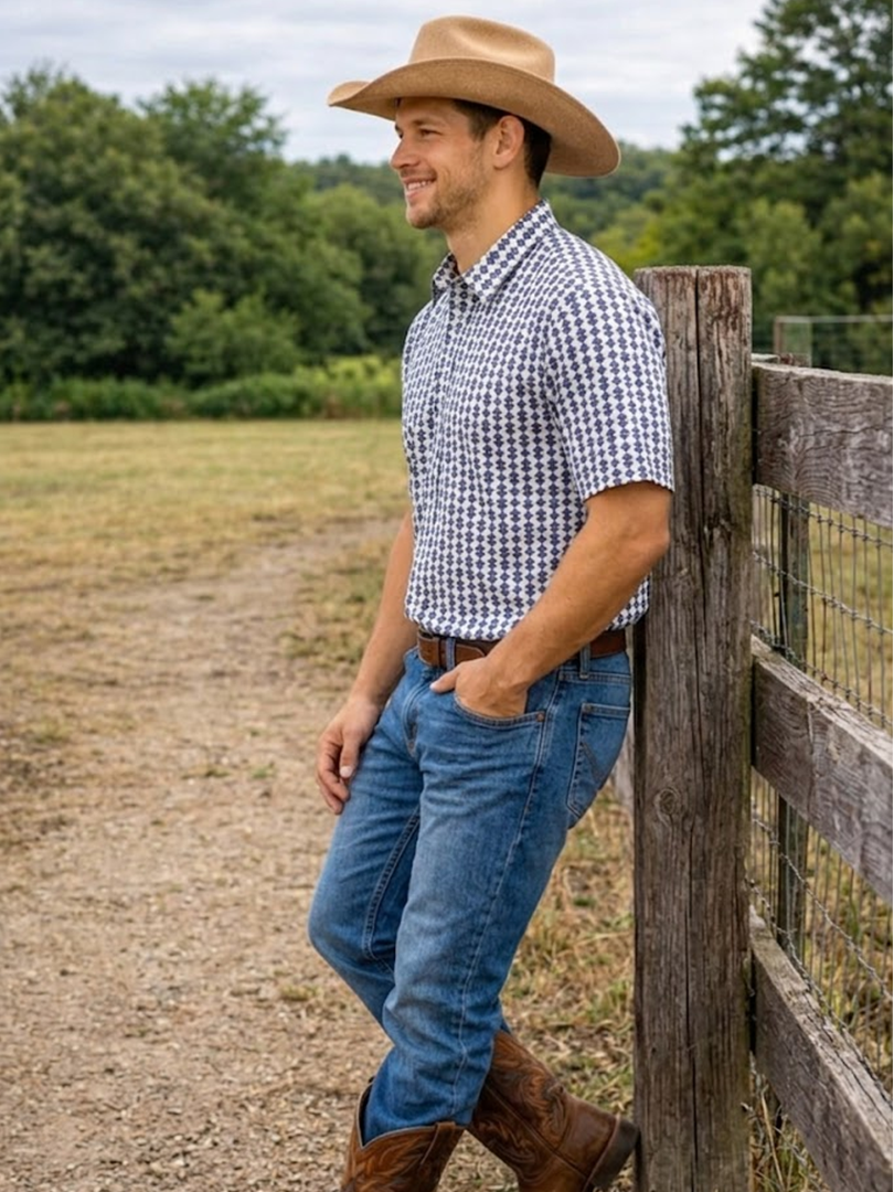 Men's Western Knit Polo with Snaps.MP-203