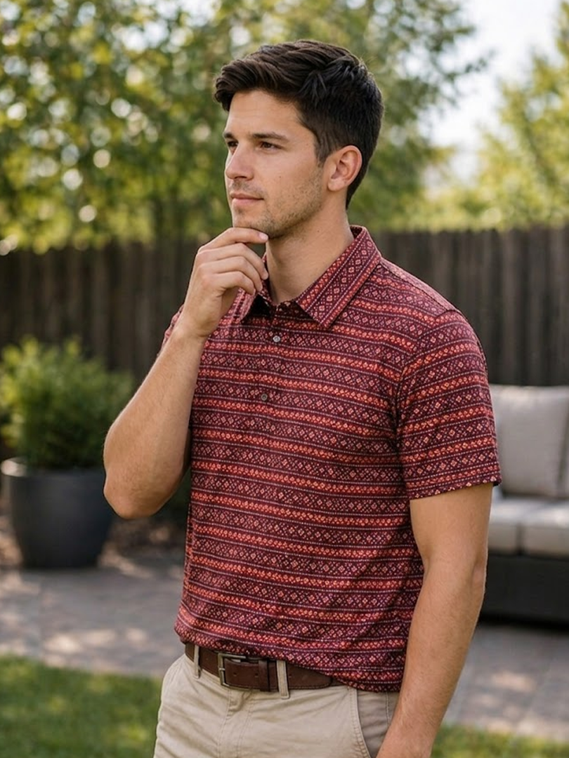 Men's Western Knit Polo with Snaps.MP-204