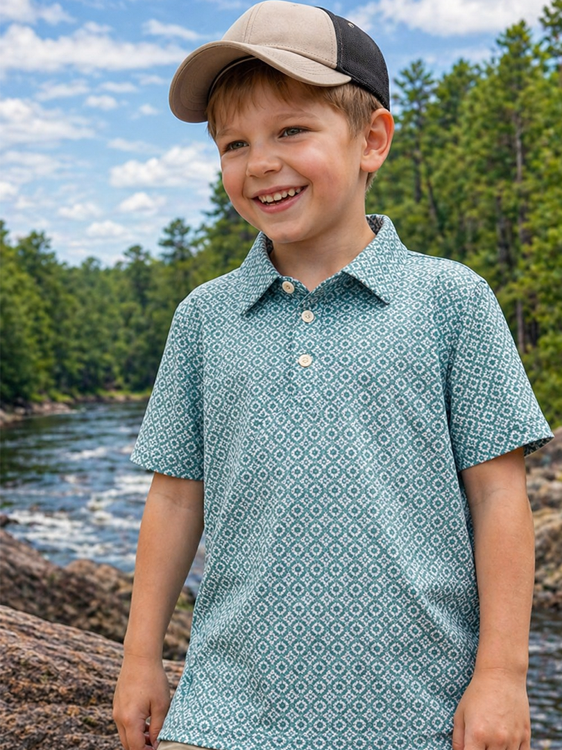 Boys Western Knit Polo with Snaps-BP-210