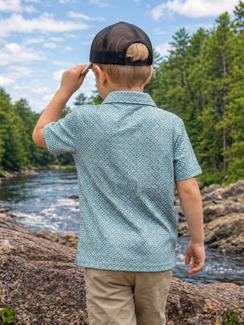 Boys Western Knit Polo with Snaps-BP-210