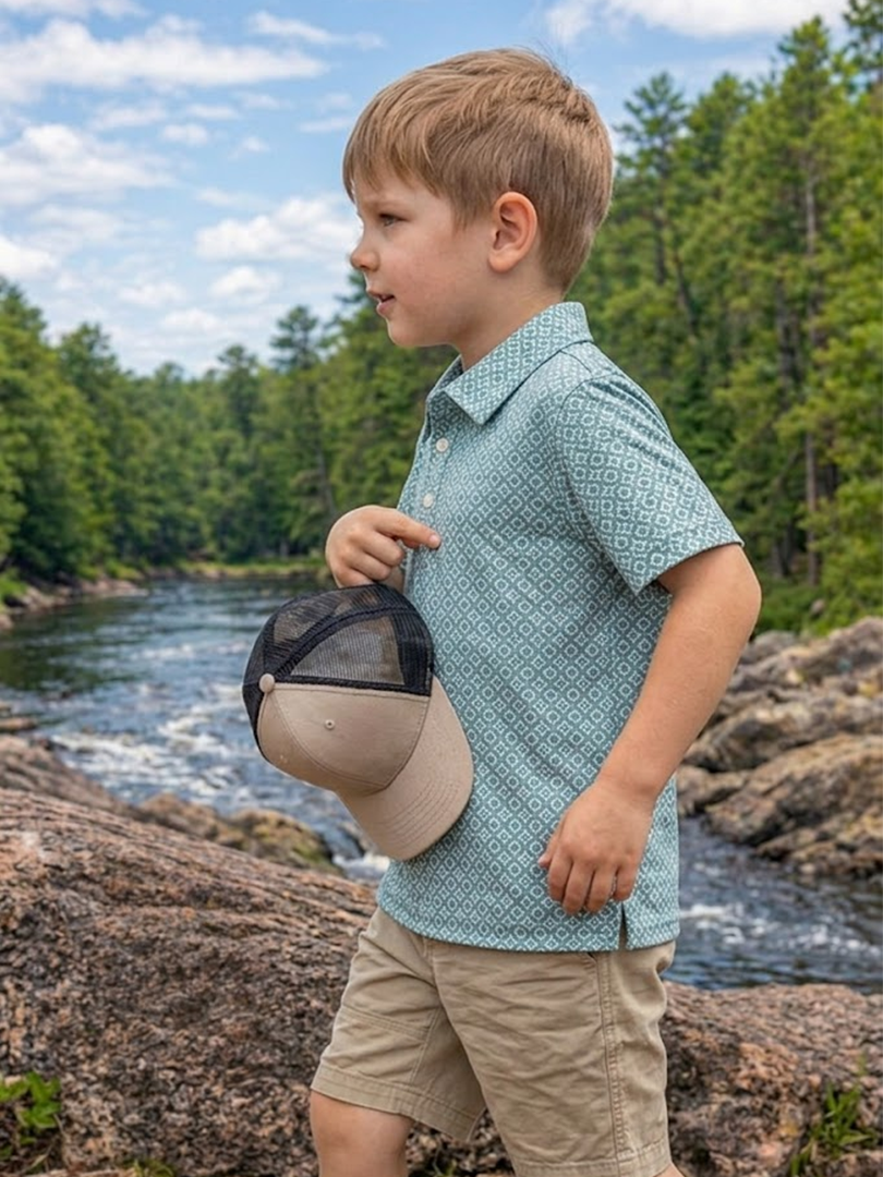 Boys Western Knit Polo with Snaps-BP-210