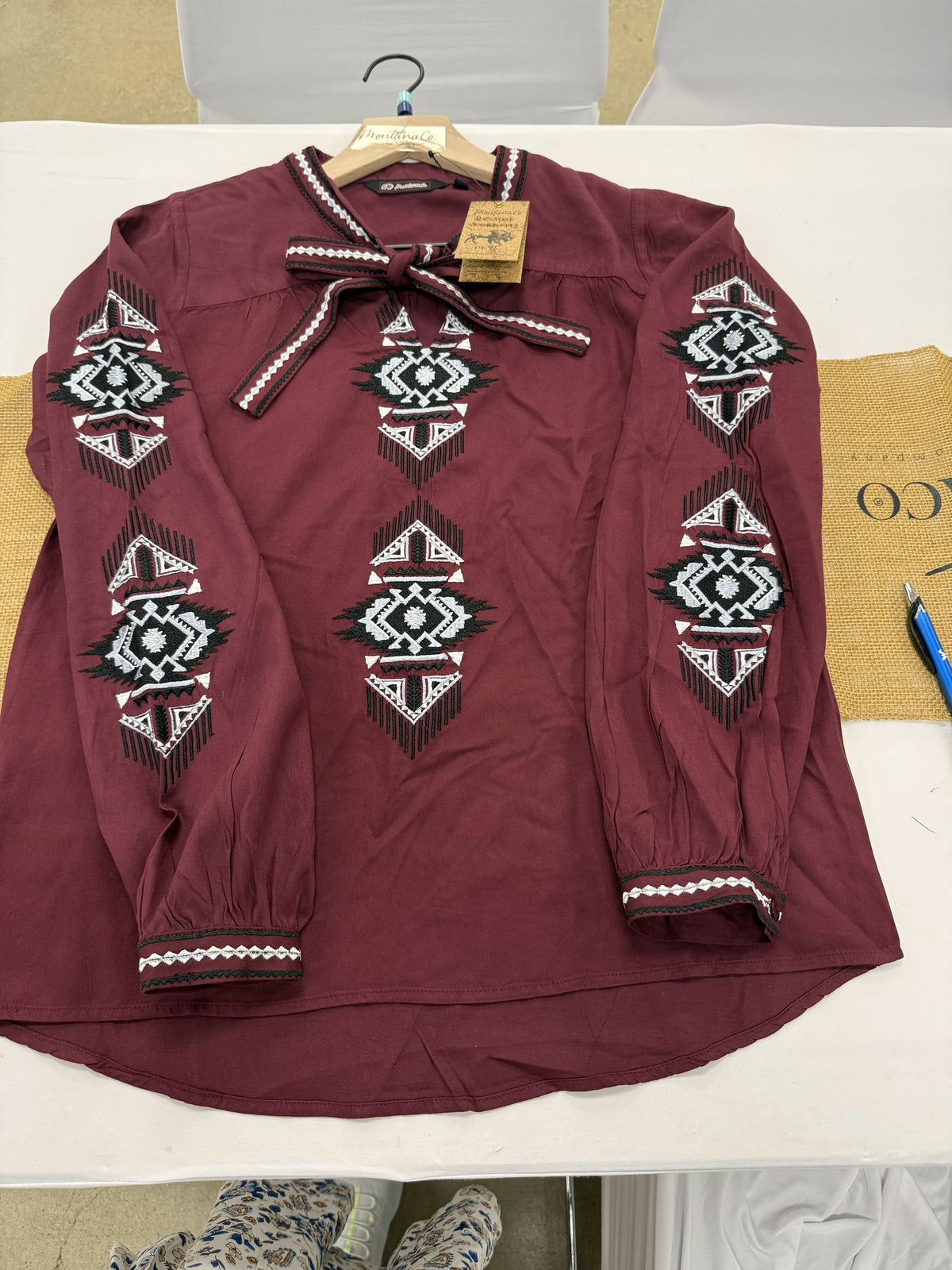 Ladies' Western Embroidered Top | Style RC-1101-WINE