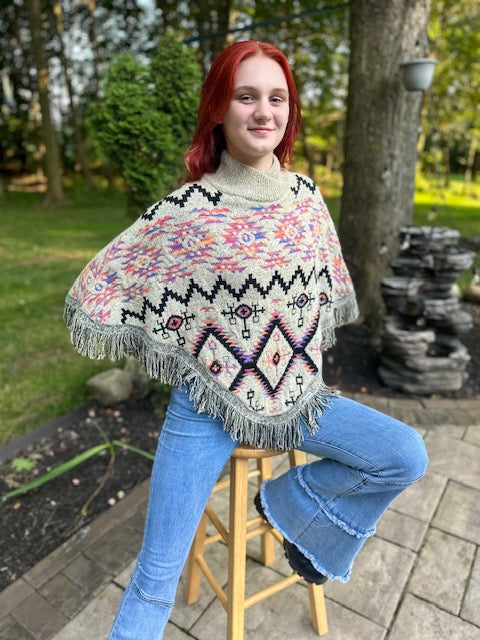 Women's Aztec Pattern Poncho Shrug. ST-6012