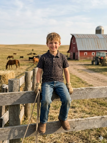 Boys western polo T-shirts - with snaps Premium Fabric with Stretch. ATWB-POLO-27