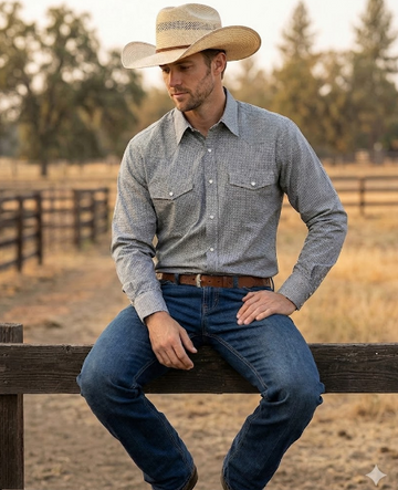 Men's Premium Cotton Western Snaps Long Sleeves Shirts.ML-2609