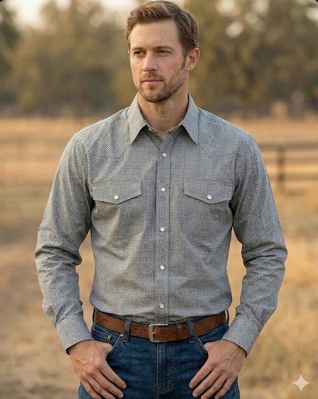Men's Premium Cotton Western Snaps Long Sleeves Shirts.ML-2609