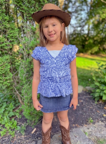 Girls Western Paisley Print woven top.GMA-2089