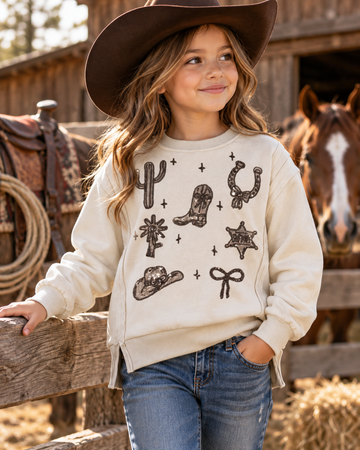 Girls Western Sequin Motif Fleece Sweatshirt | 25090317