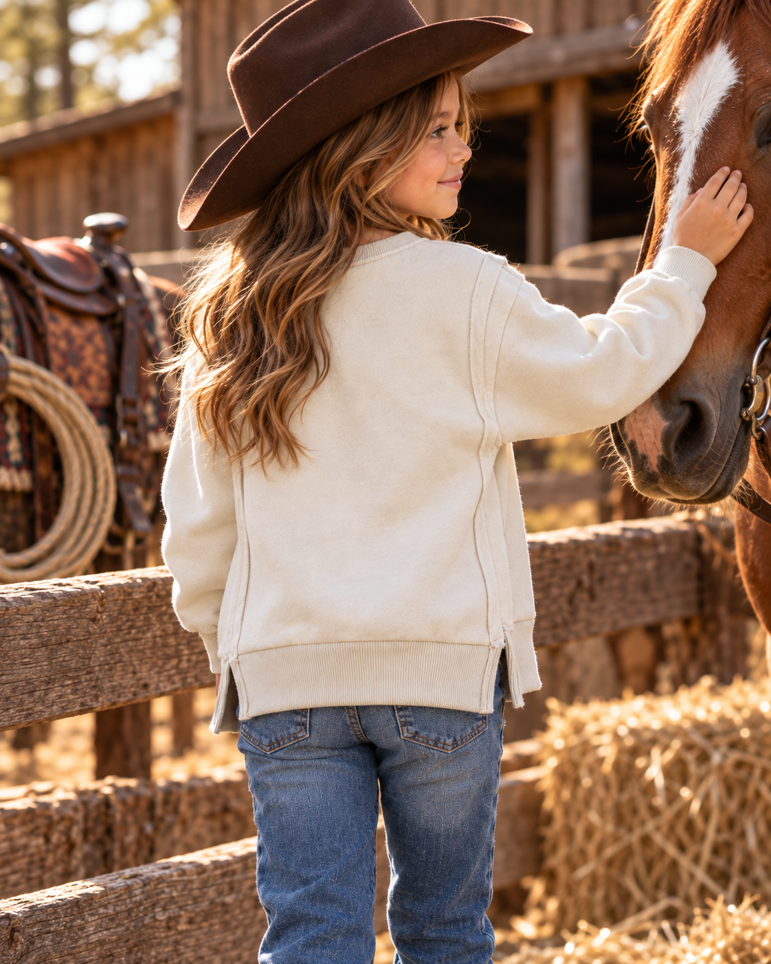 Girls Western Sequin Motif Fleece Sweatshirt | 25090317