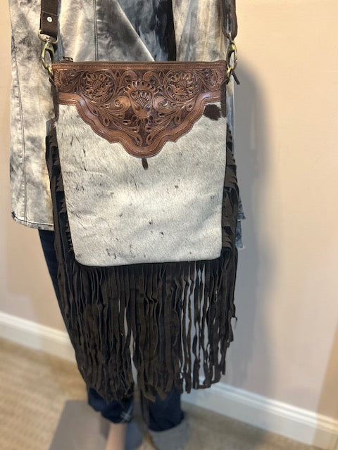 Western Crossbody Bag With Fringes T-1323