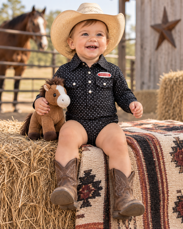 Toddler Western Woven Stretch Onesie | T-26803