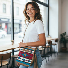 Crossbody Bag with Genuine Leather Trim and Strap