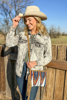 Western Crossbody Bag With Fringes T-1477