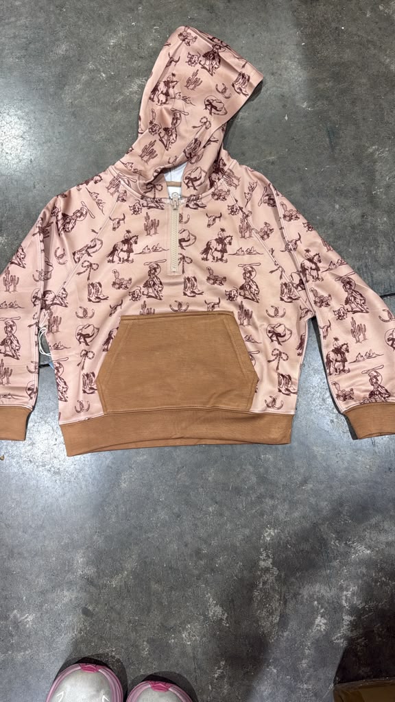 Girls' Western Horse Print Quarter-Zip Pullover | 2509033