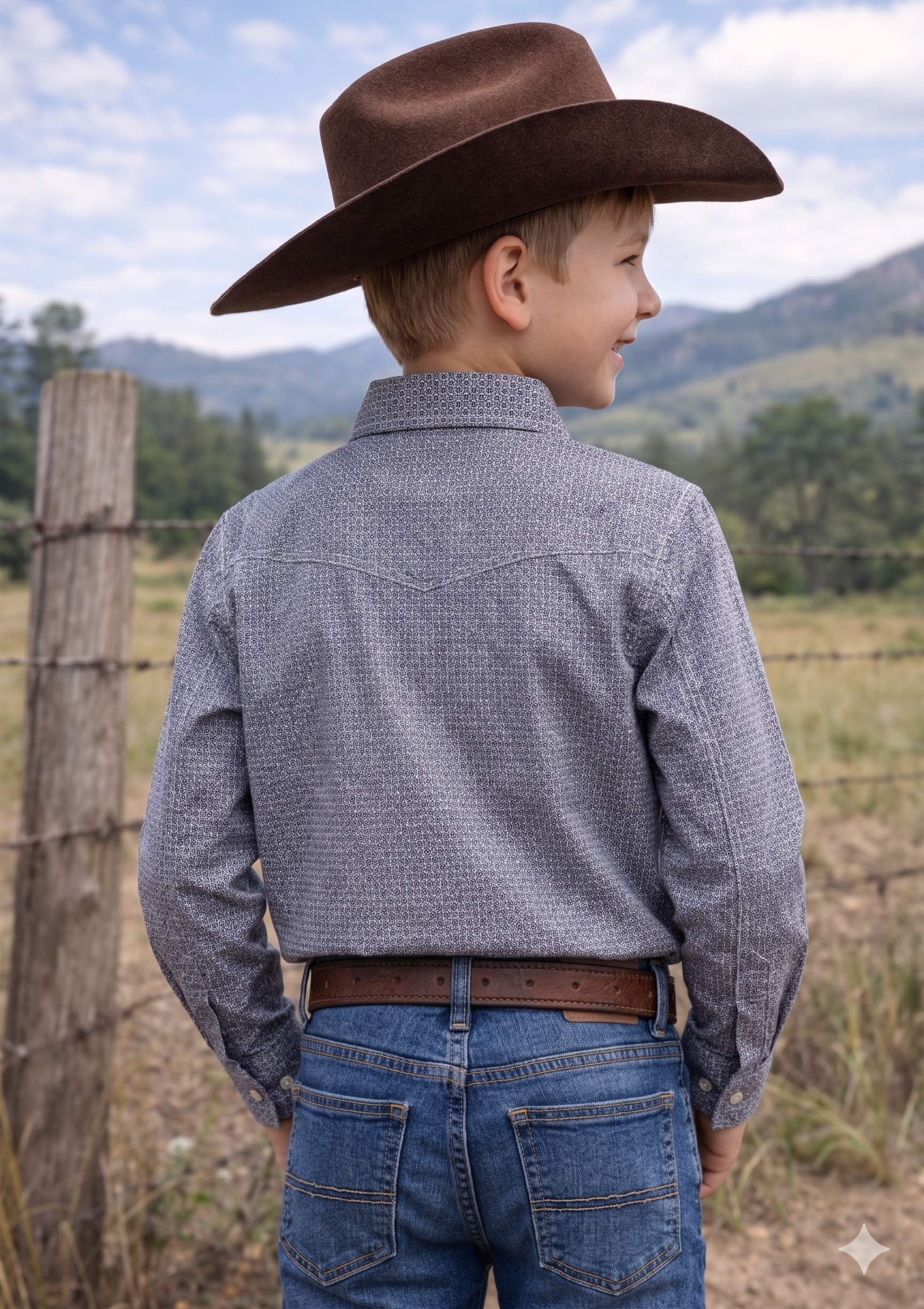 Boys Premium Cotton Western Snaps Long Sleeves Shirts with Stretch.BL-2603