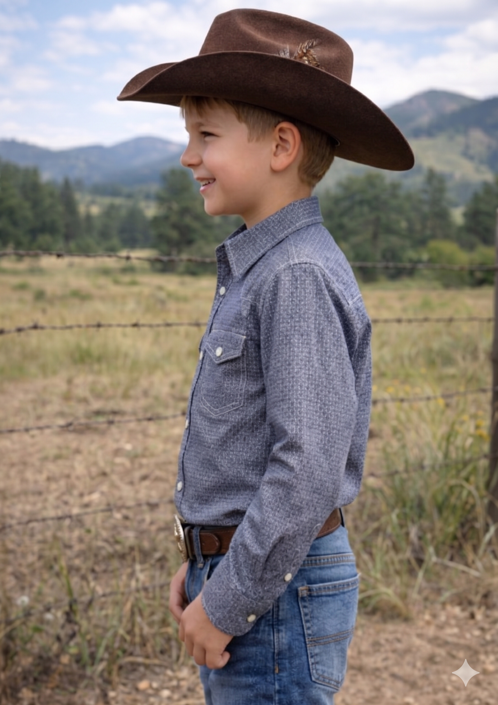 Boys Premium Cotton Western Snaps Long Sleeves Shirts with Stretch.BL-2603