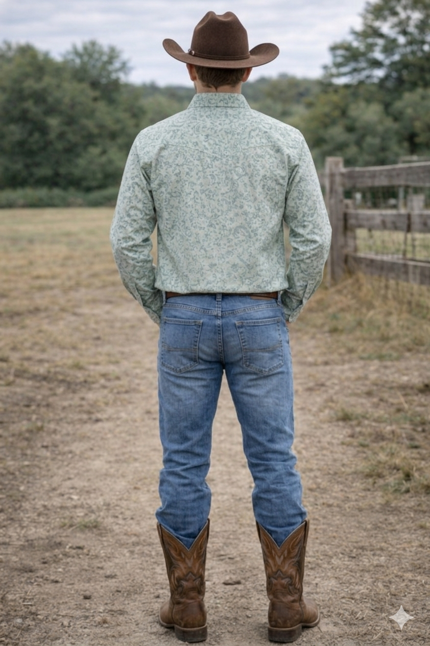 Men's Premium Cotton Western Snaps Long Sleeves Shirts with Stretch.ML-2611