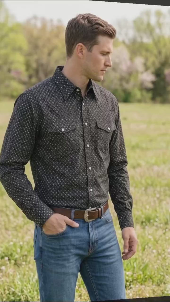 Men's Premium Cotton Western Snaps Long Sleeves Shirts.ML-2607