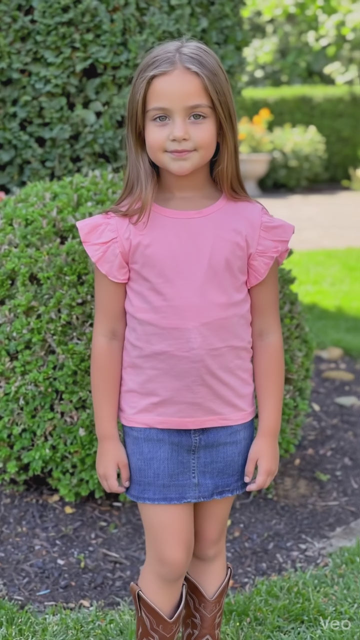 Girls Premium Cotton Knit Top with Eyelet sleeves.GMA-2085