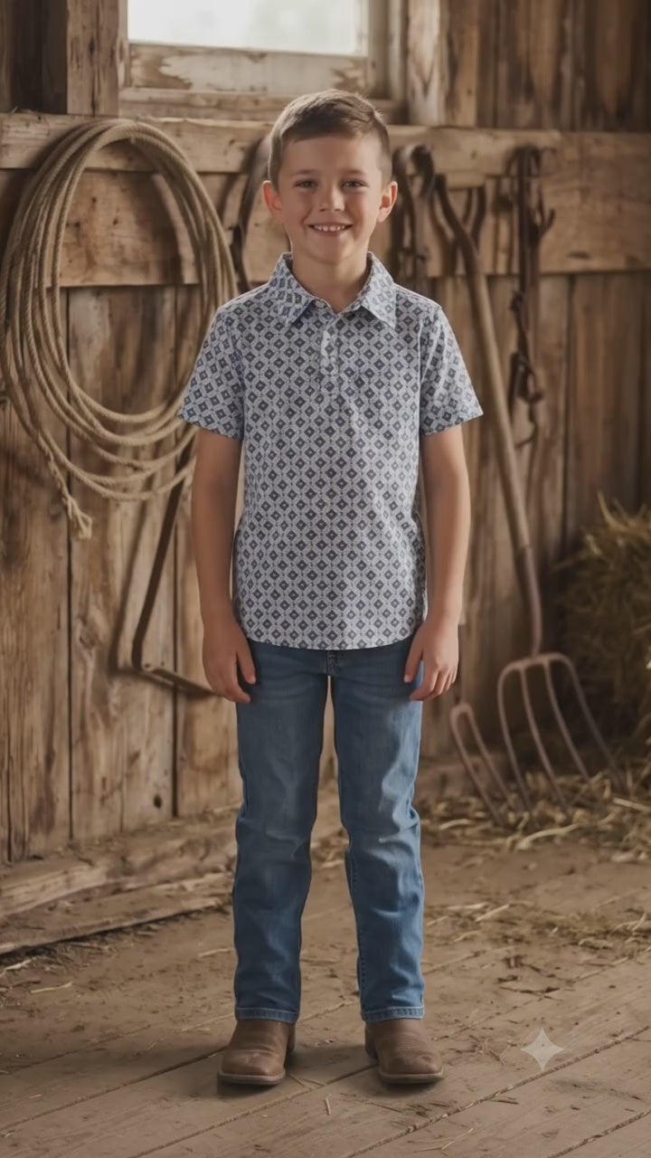 Boys' Western Knit Polo with Snaps | Style B-POLO-17