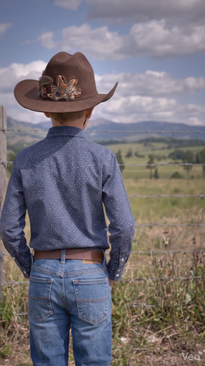 Boys Premium Cotton Western Snaps Long Sleeves Shirts with Stretch.BL-2602