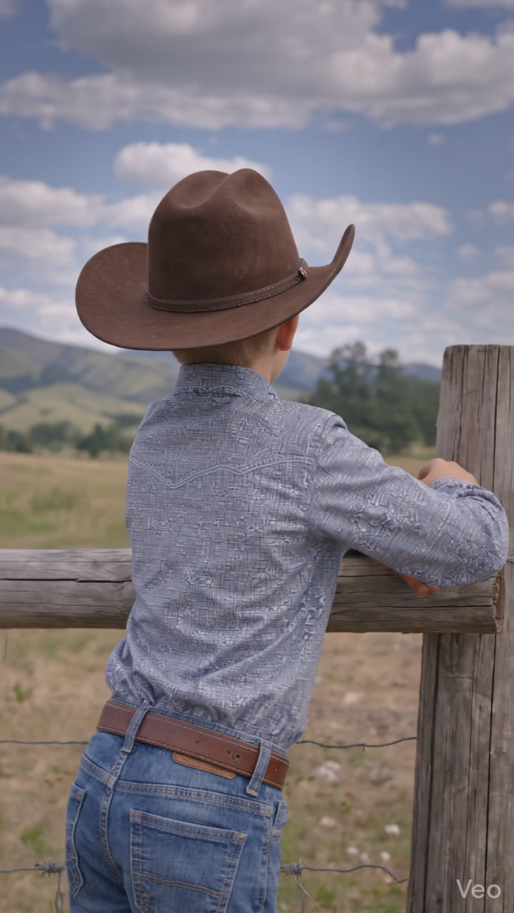 Boys Premium Cotton Western Snaps Long Sleeves Shirts with Stretch.BL-2603