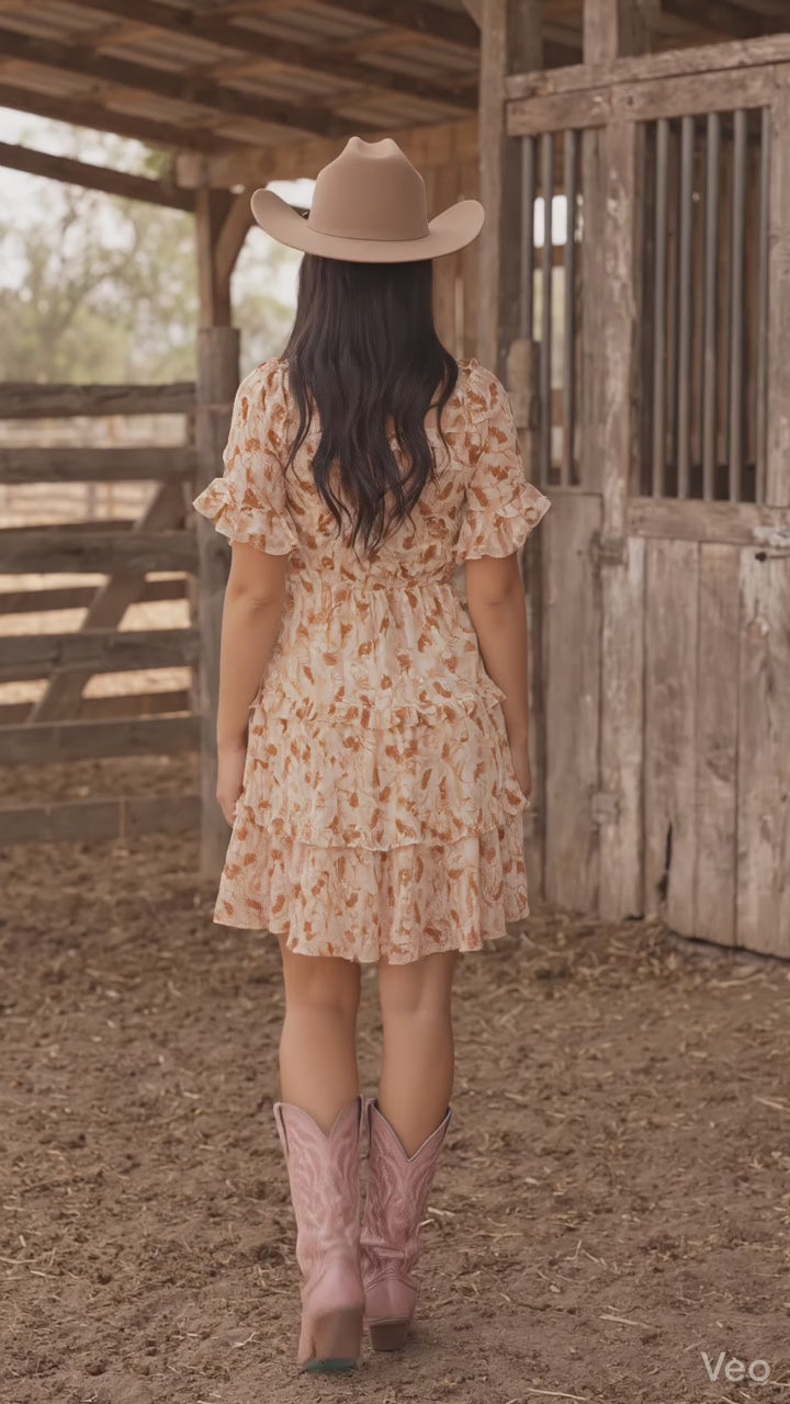 Ladies Western print Woven dress.LMA-2070