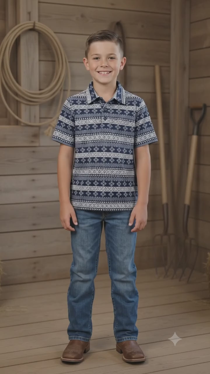 Boys' Western Knit Polo with Snaps | Style B-POLO-105