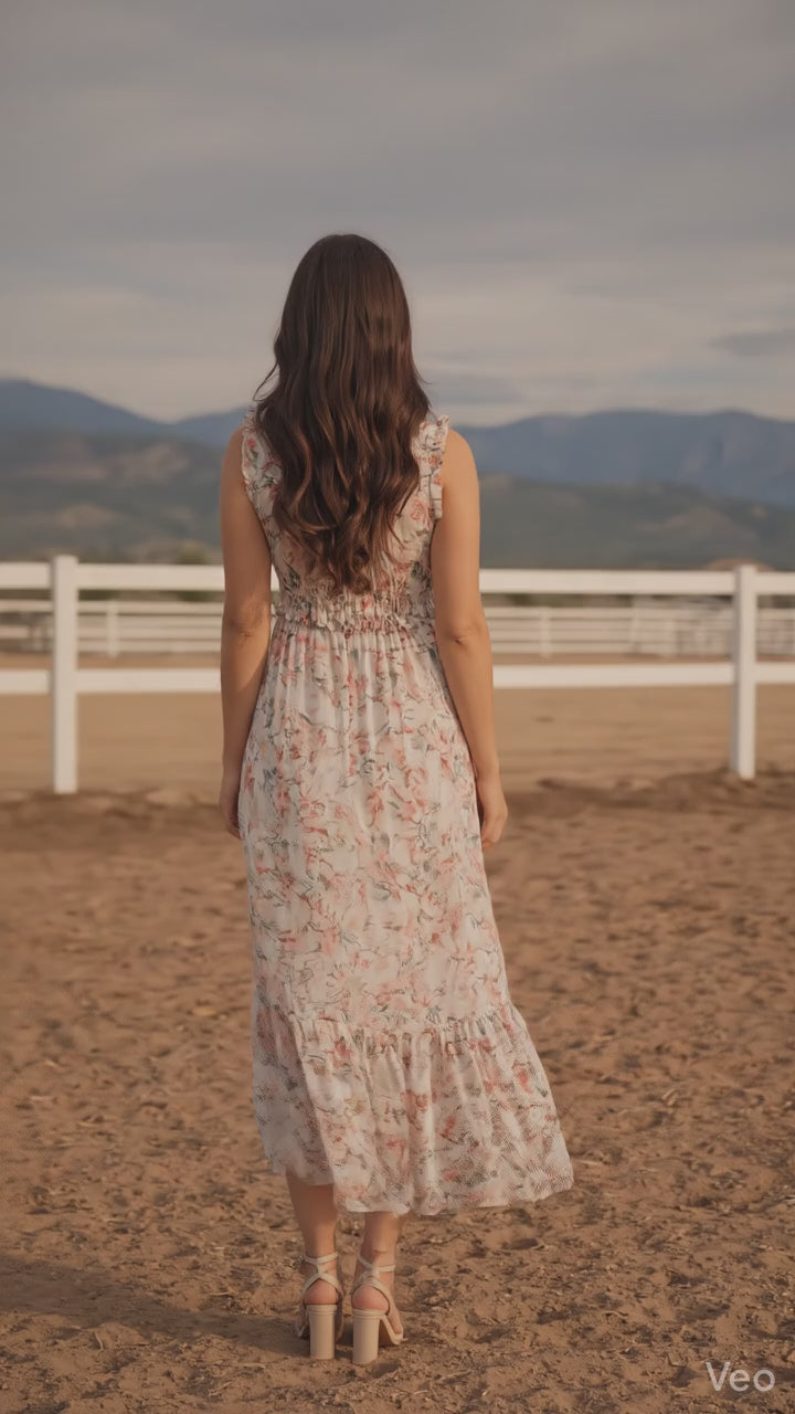 Ladies Western print Woven long Dress.LMA-2069