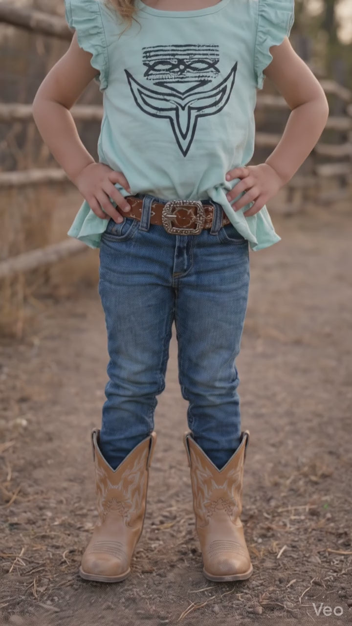 Girls Western Boot Stitch top with Frill bottom.GMA-2087
