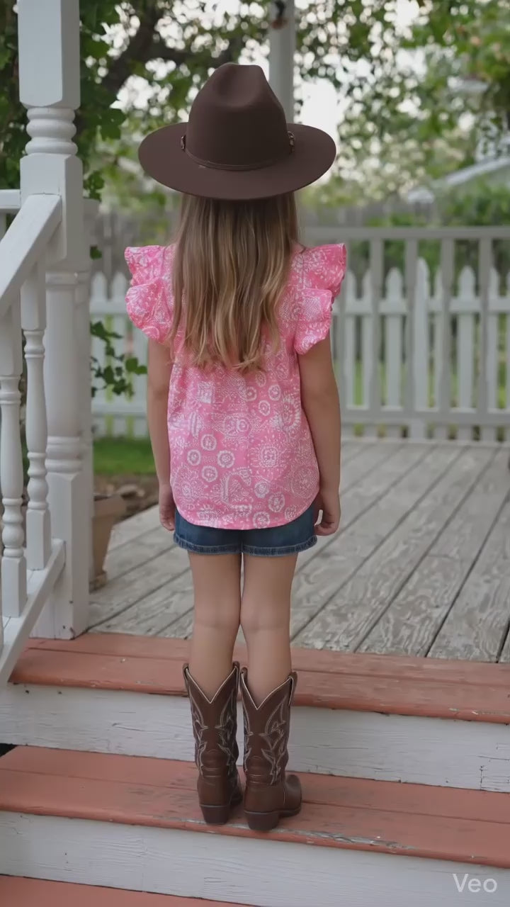 Girls Pink Paisley Woven top.GMA-2081