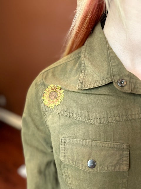 Sunflower Embroidery Long Sleeve Shirt (DNM2210)