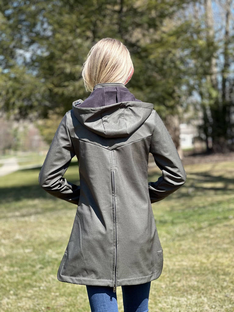 Soft -shell coat w/zip back (GF20702)-HTHR-OLIVE