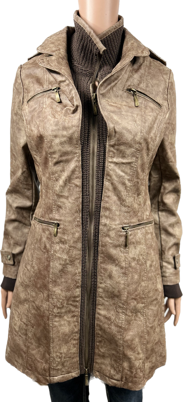 Women's Faux Leather jacket-BF18254-WASHBRN